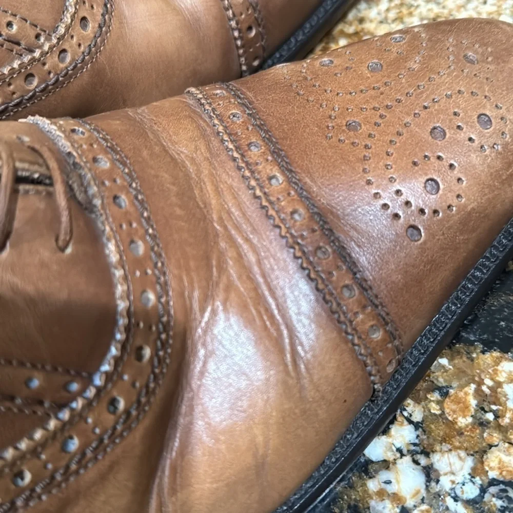 Bettaccini‎ mens shoes camel Mahogany brown leather shoes size13